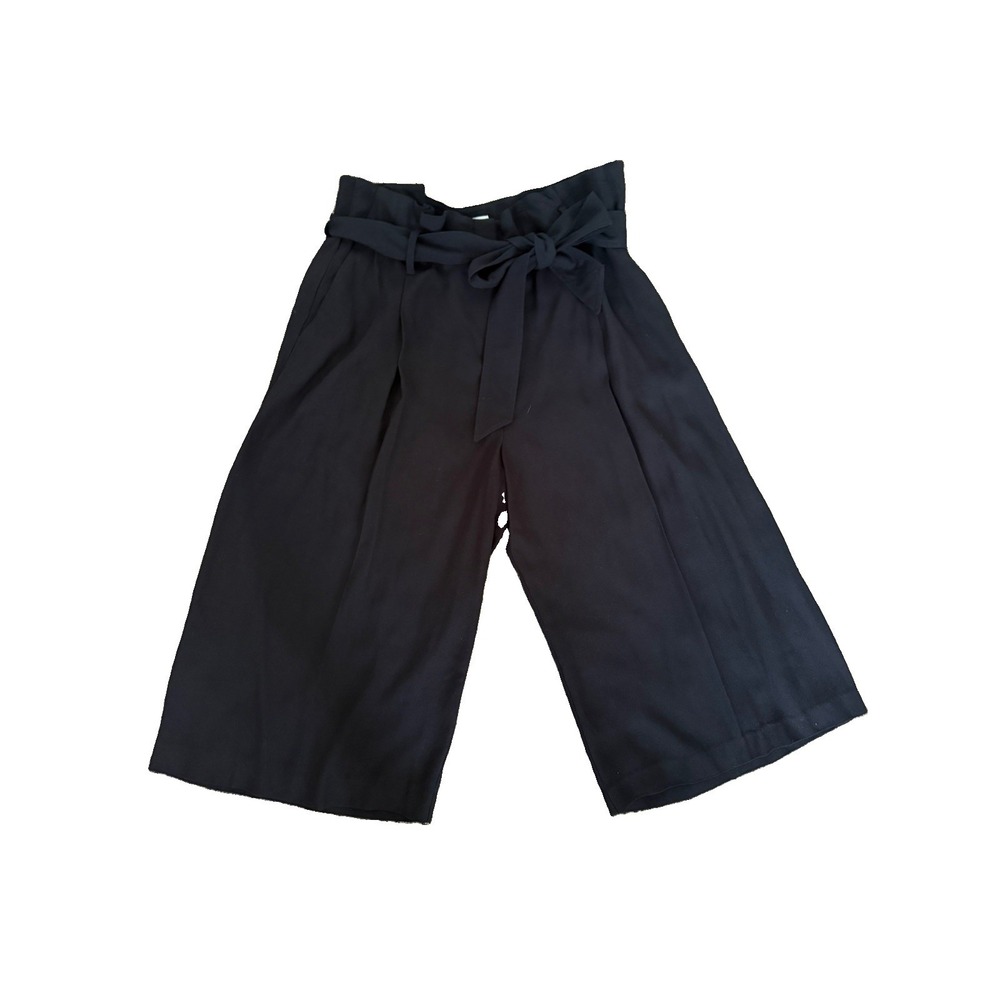 Reiss Eleanor Wide Leg Culottes Trousers size 10 black Belted cropped business